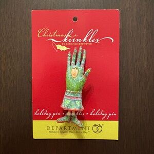 Department 56 Christmas Krinkles Green and Red Glove Pin